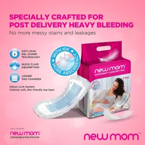 NewMom Maternity Sanitary Pads for post delivery heavy bleeding no leakage and stains