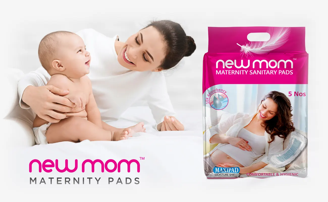 newmom the mother care maternity sanitary pad brand of India